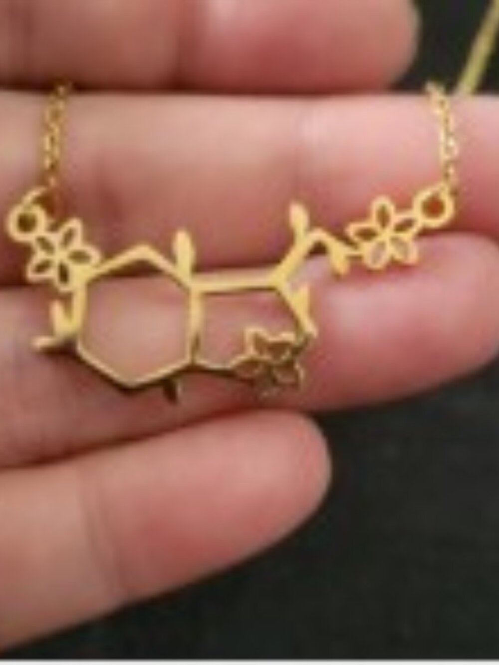 Seratonin dopamine floral molecule gold stainless steel necklace